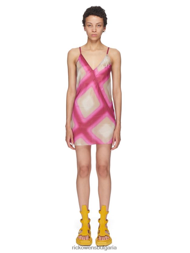дрехи бг Rick Owens ss23 edfu 24256 рокли фуксия каре NBHT221256