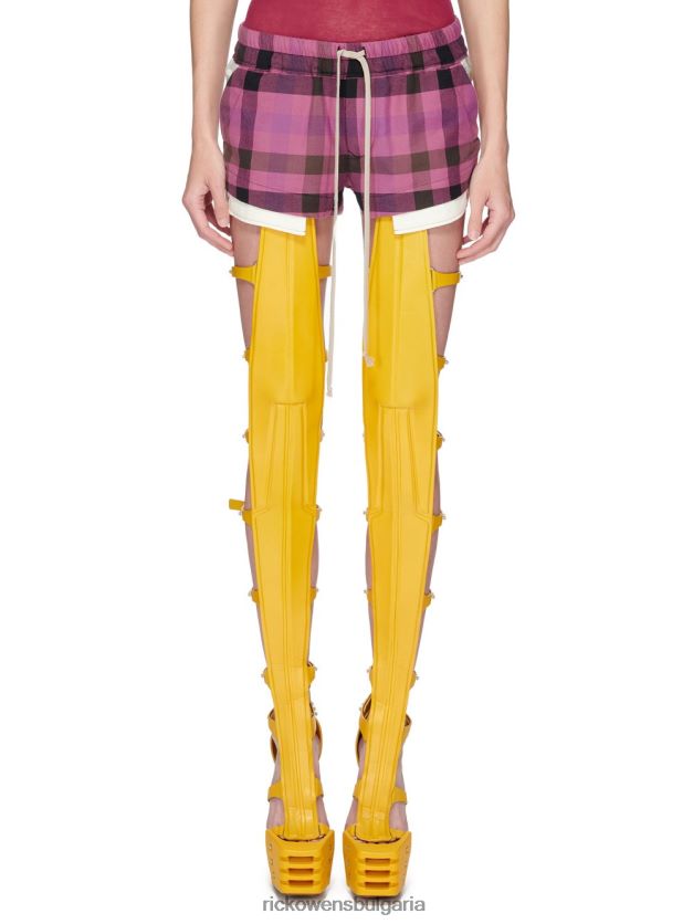 дрехи бг Rick Owens панталон ss23 edfu 24246 ярко розово каре/каре във цвят на фуксия NBHT221003