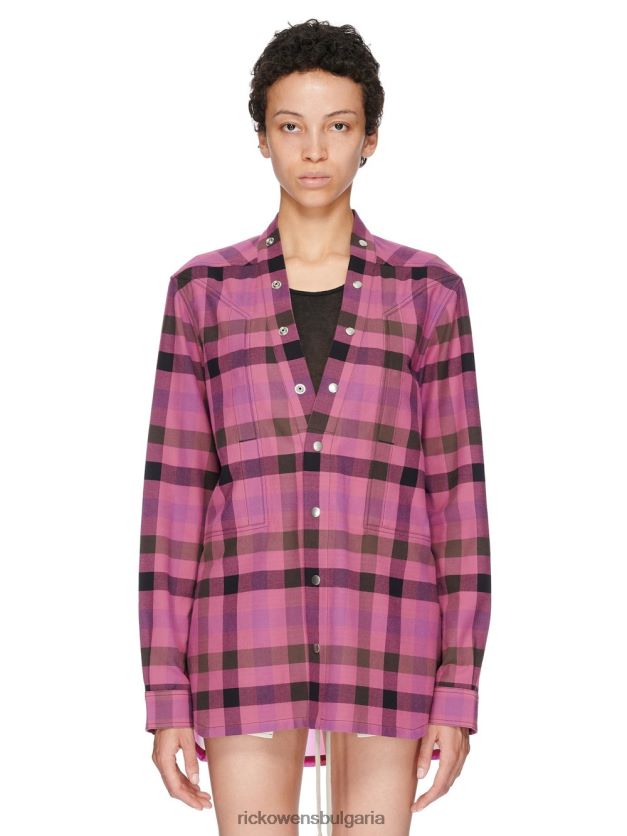 дрехи бг Rick Owens ss23 edfu 24239 ризи ярко розово каре/каре във цвят на фуксия NBHT221211